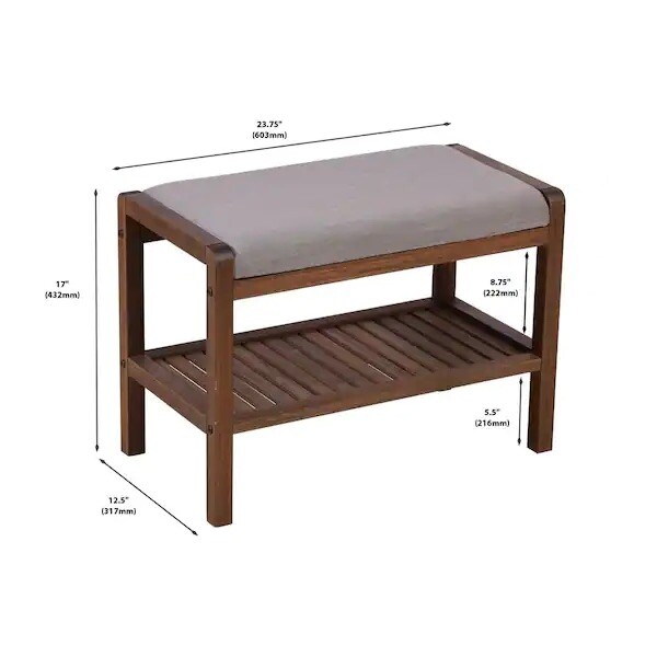 Padded Entryway Bench With Shoe Rack