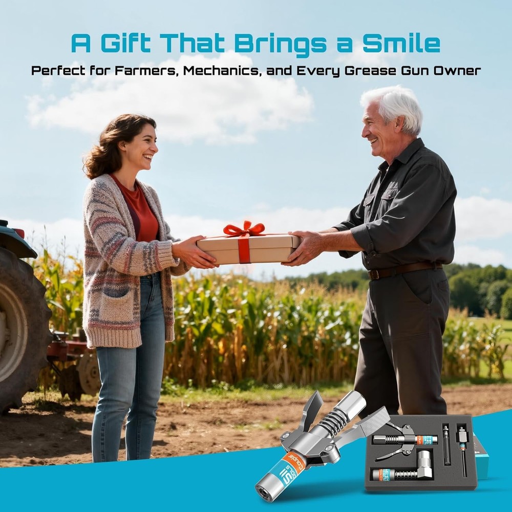 Seesii Grease Gun Accessory Kit, Includes Quick-Release Coupler, 90 Degree Greas