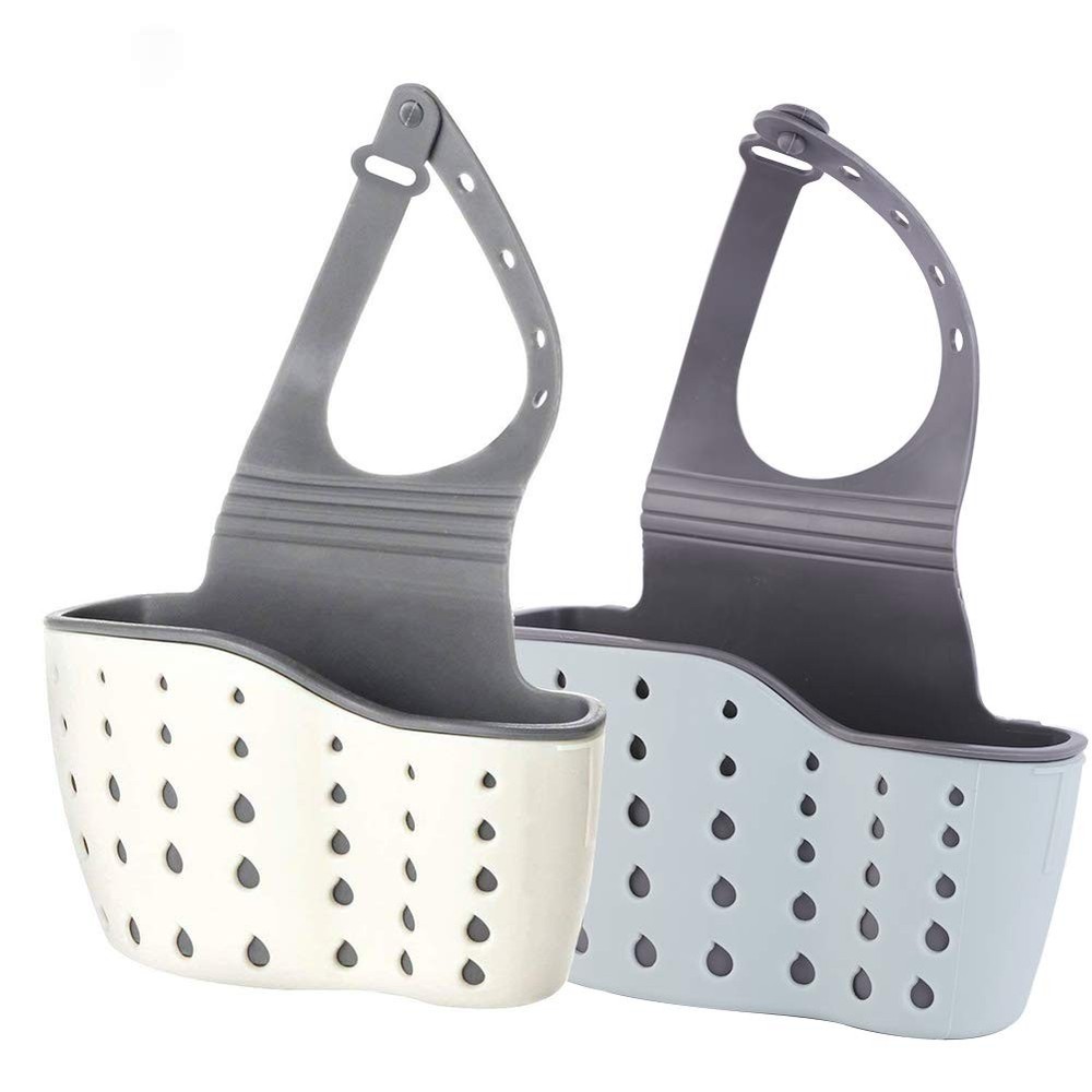 Kitchen Sink Caddy Sponge Holder Silicone Plastic 2 Piece, As Pictured-2 Pack