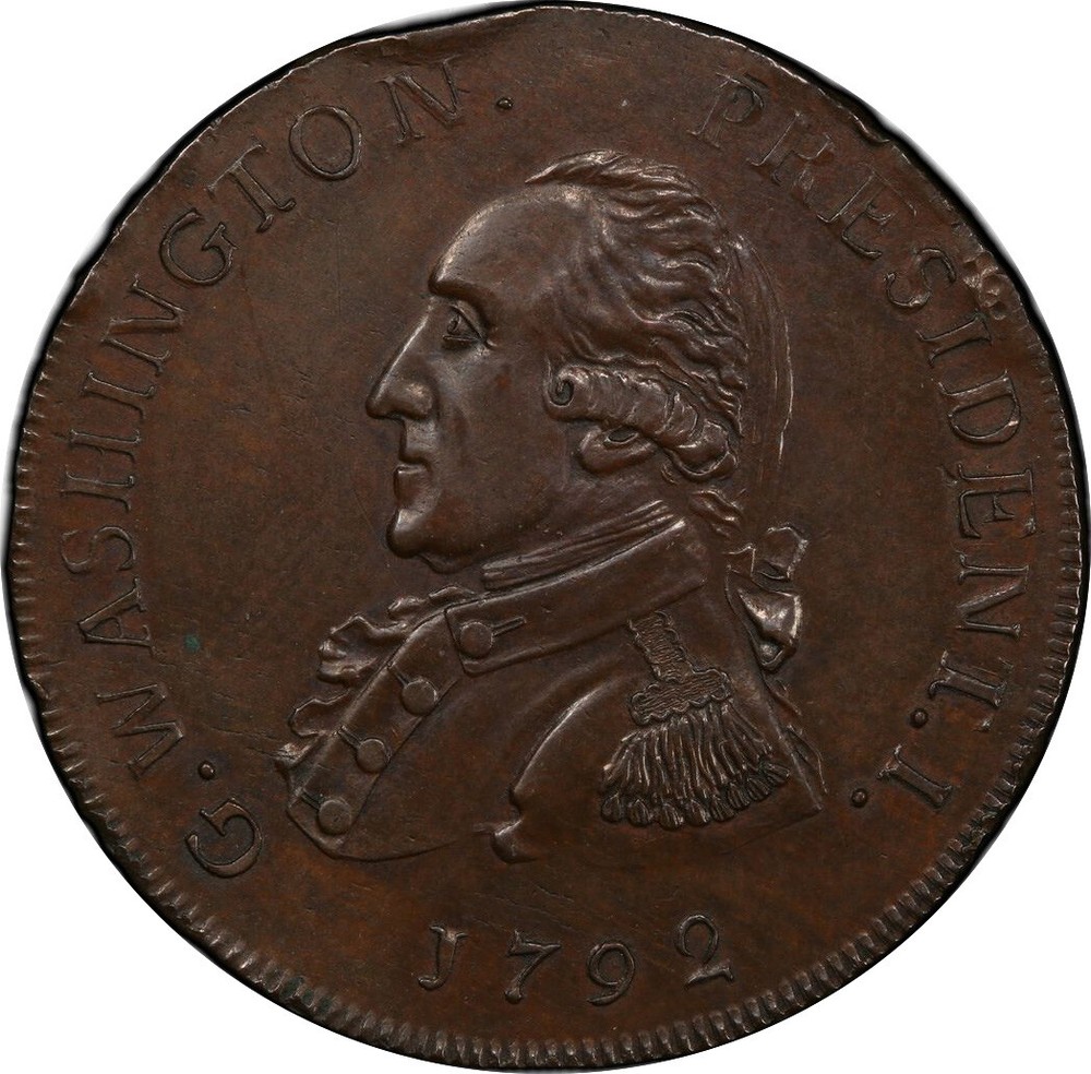 1792 WASH GETZ, SM EAGLE CENT PCGS MS 61 BN