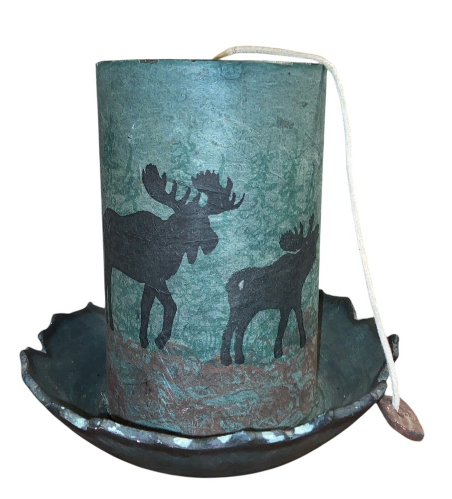 Salsa Style Art Studio Handmade Candle With Dish Green Moose READ