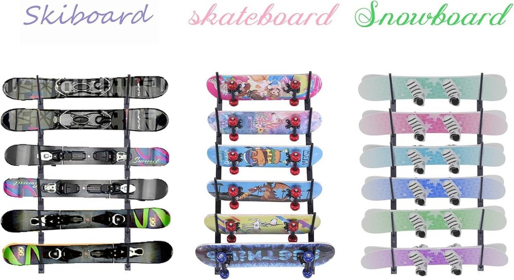 Skateboard Wall Mount, Skate Board Wall Display Hanger Rack, Snowboard Wall M...