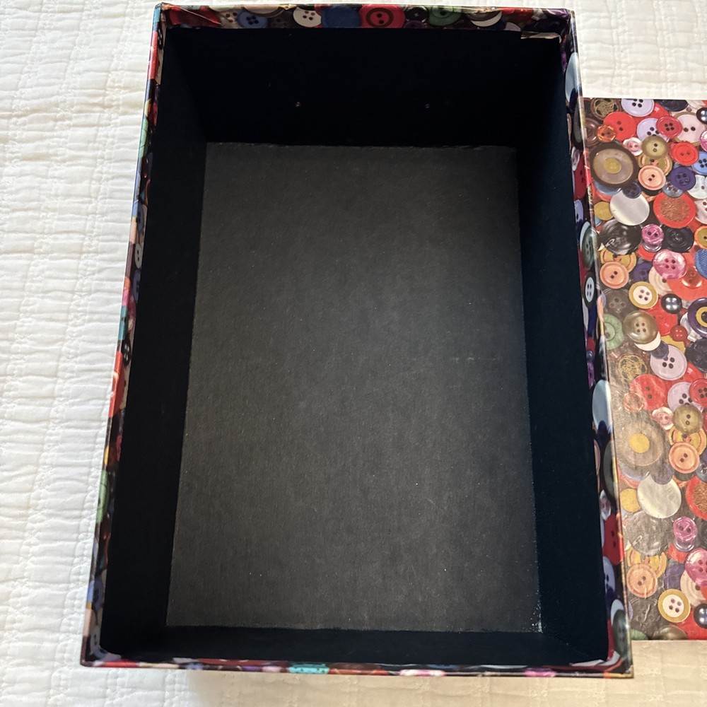 Storage Boxes(2), Assorted Buttons And Vintage Sewing Box.