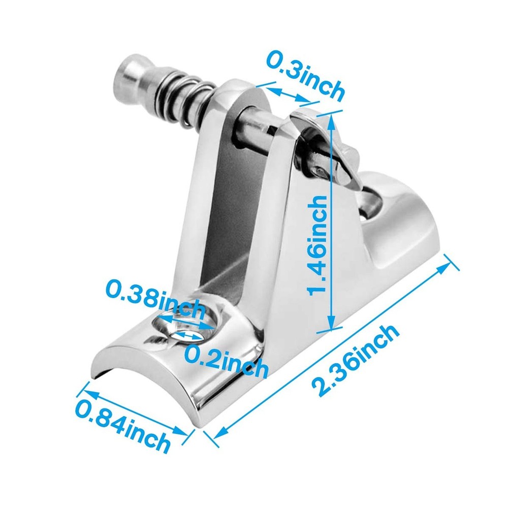 2 PCS Bimini Top Deck Hinge 90°Fitting Concave Base Hardware with Quick Rel