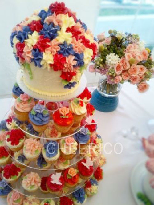 7 Tier Clear Round Maypole Acrylic Round Cupcake Stand Display