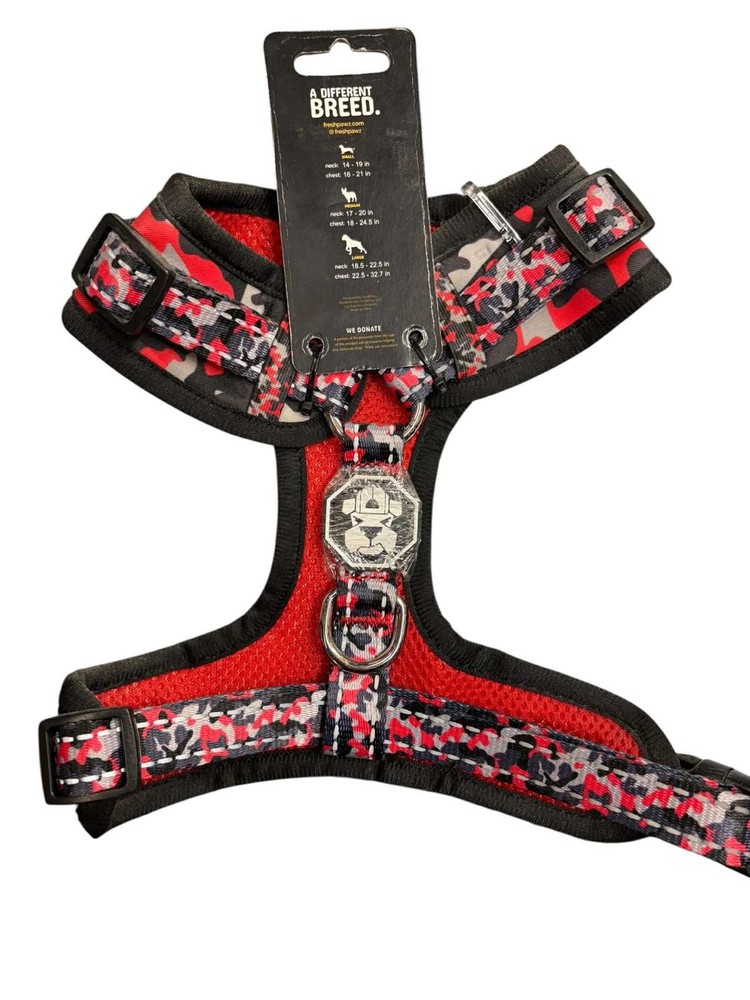 FreshPawz Fully Adjustable Harness Breathable/Reflective Size MEDIUM Red Camo