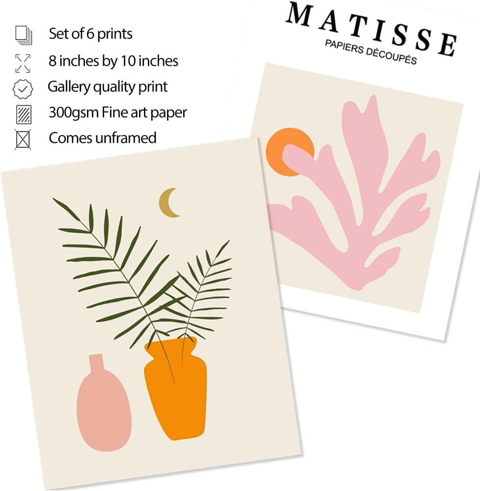 Matisse Wall Art and Boho Prints UNFRAMED, Minimalist