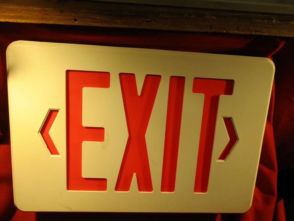 Dual Lite Exit Sign LED dual sided flex mount NOS Red letters