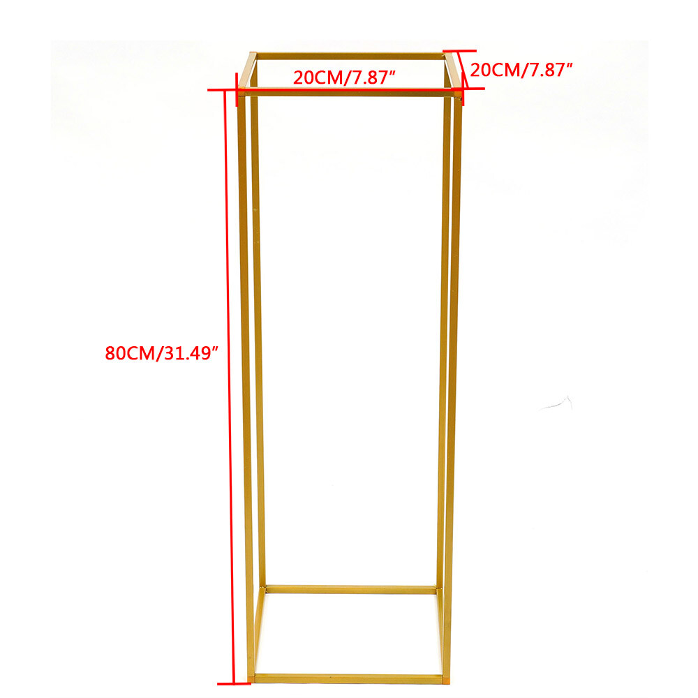 2Pcs Gold Flower Rack Metal Geometric Column Stand Wedding Backdrop Decor