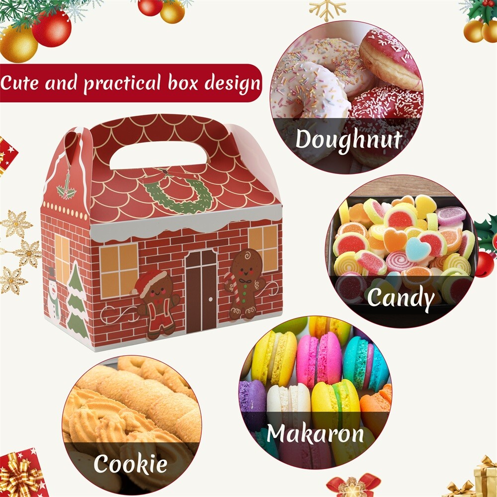 24 PCS Christmas Cookie Boxes, 3 Design Kraft Paper Dessert Boxes Gift Box
