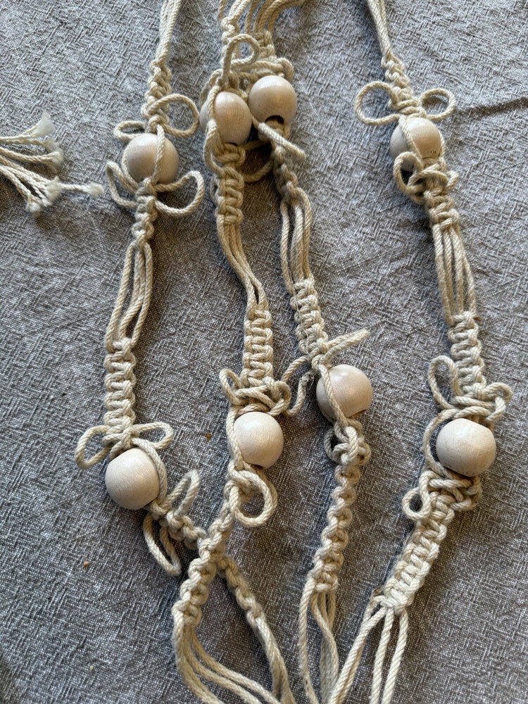 Vintage /BOHO Braided Beige Macrame Plant Holder 60”