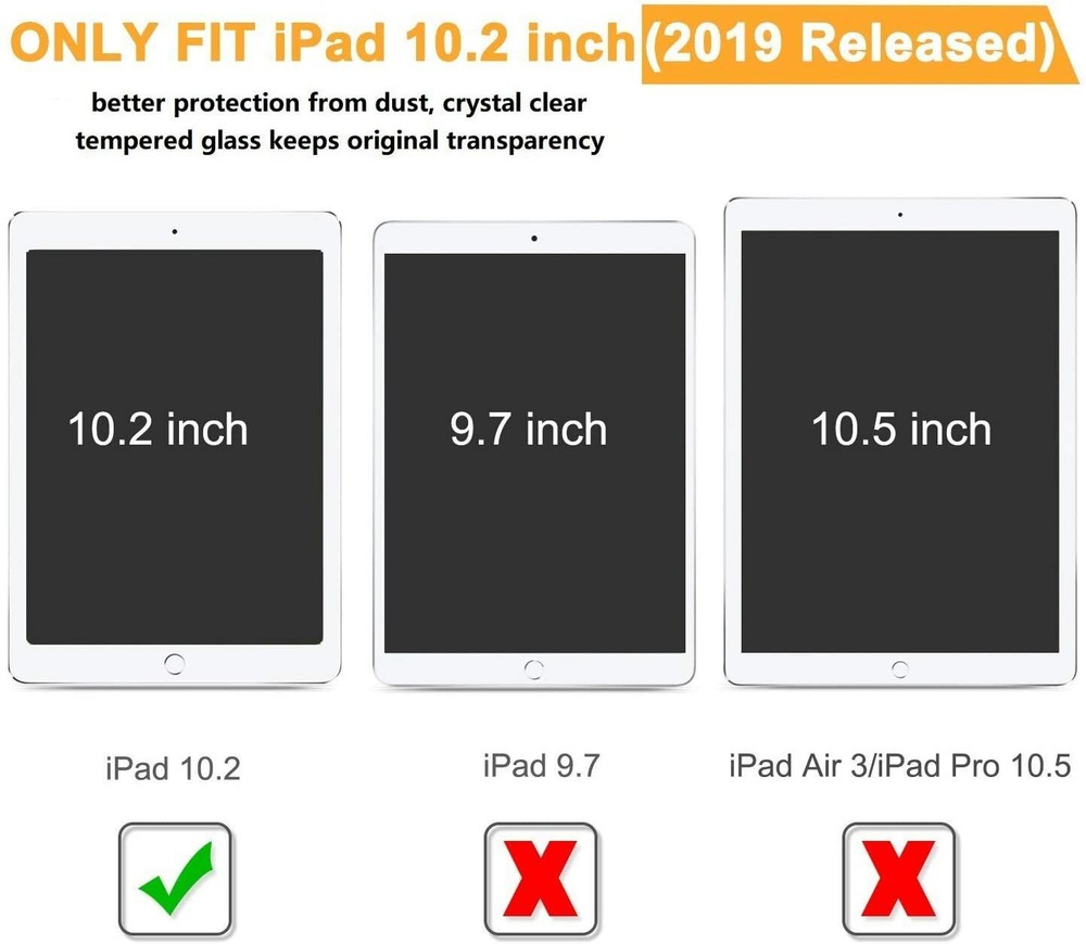 [2xPack] Tempered GLASS Screen Protector for Apple iPad 7th Generation 2019 10.2