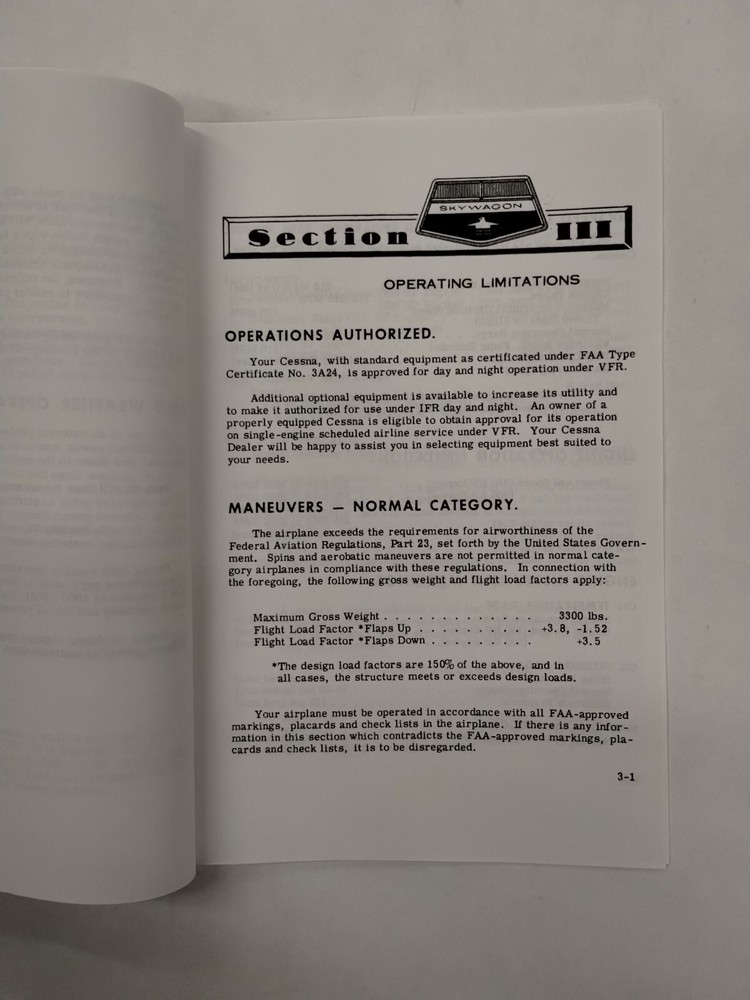 Cessna 1966 Model 185E Skywagon Owner's Manual-Copy
