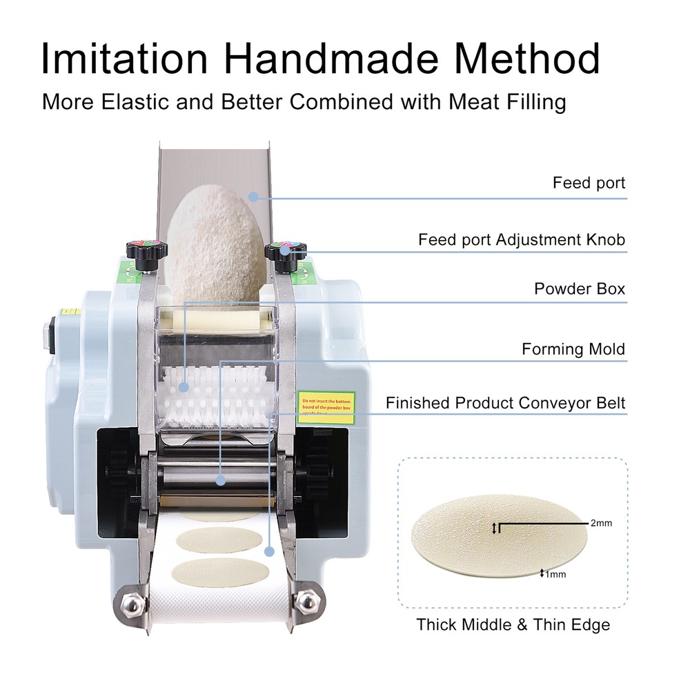 New Automatic Dumpling Skin Machine 110V Dumpling Wrapper Maker 60 Pieces/Min