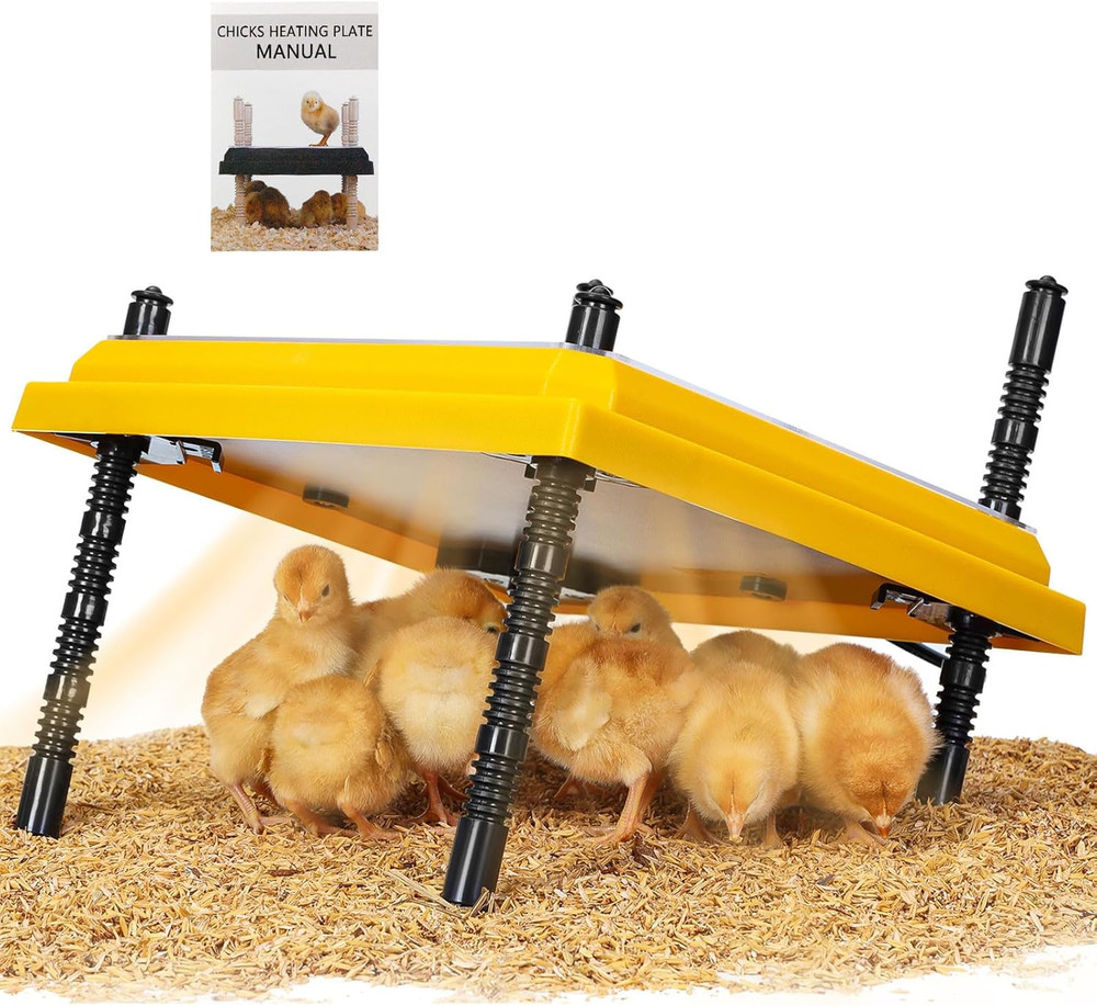 Brooder Heating Plate for Chicks Adjustable: with Bonus 12x12 Warmer with Easy-