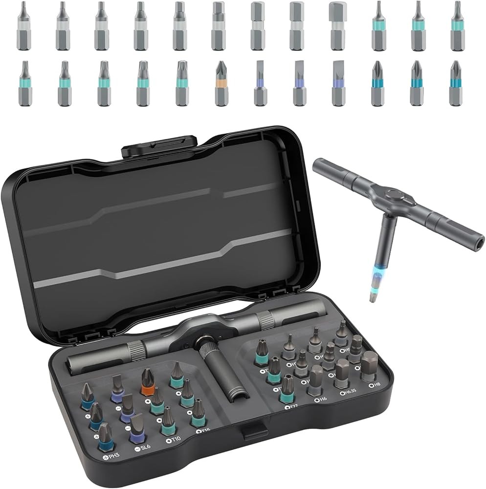 1 Magnetic Screwdriver Set, Ratchet Mini Screwdriver Set with Multi Bits,