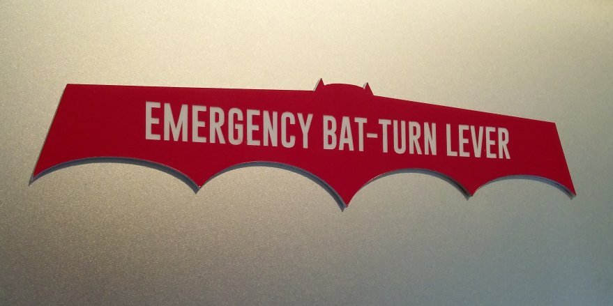 CUSTOM BATMOBILE EMERGENCY BAT-TURN LEVER DASH PLATE PROP BATMAN 1966