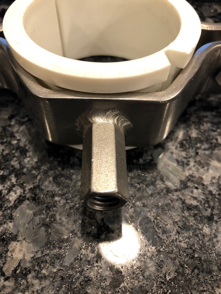 2″ Hexagonal Tube Hanger T304 W/PVC Inserts, 3/8″ Coupling Collar