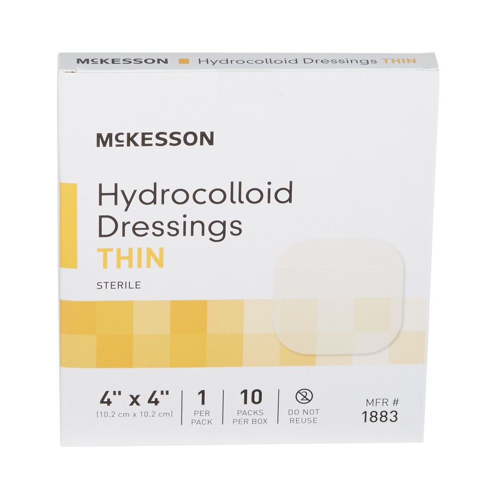 McKesson Thin Hydrocolloid Dressing 4 x 4" Square Thin 1883 10 per Box