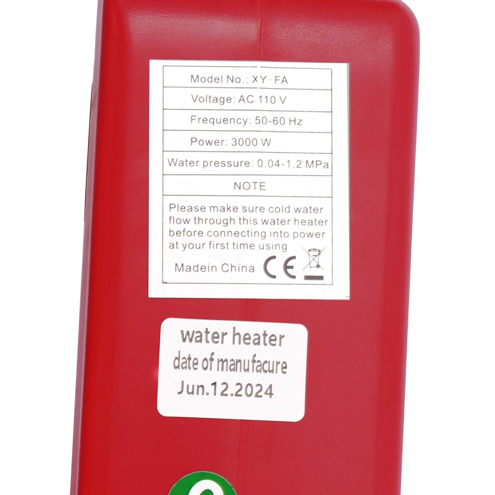 Instant Electric Tankless Water Heater - 3000W Portable Hot Water Solution