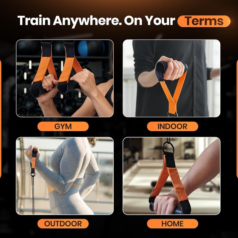 Elastic D Handle Cable Attachments 2-Pack for Versatile Home Gym Exercises