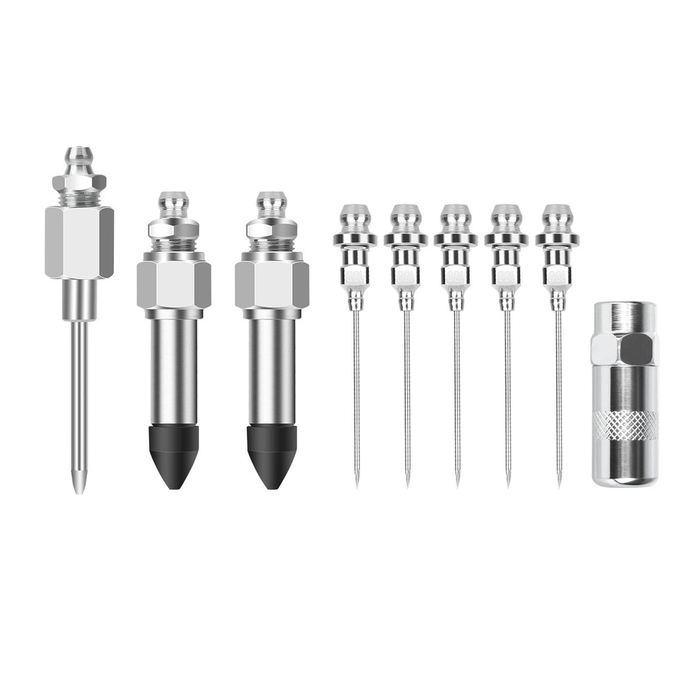 Professional Grease Needle Nozzle Kit with Rubber Adapter Fitting Tool 9Pcs New