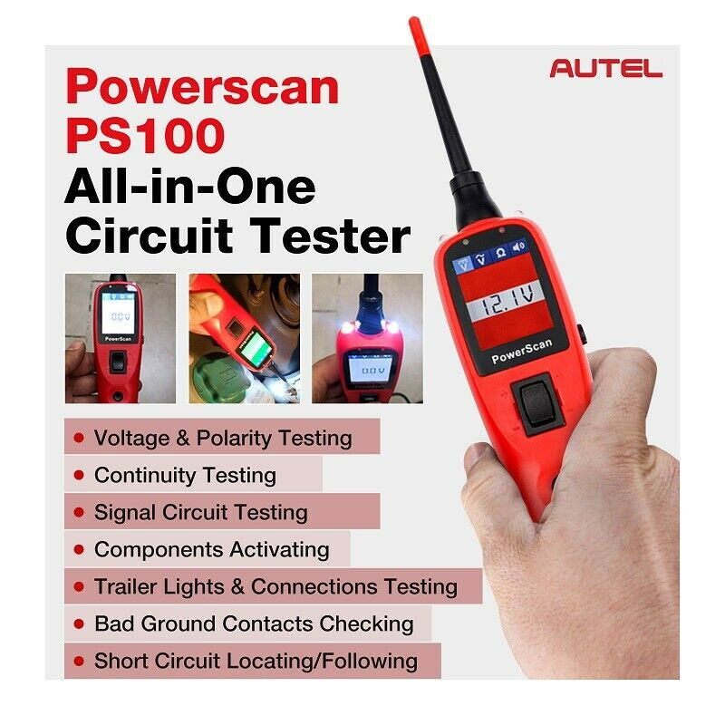 Autel PowerScan PS100 Diagnostic Tool Electrical System 12/24V Circuit Test Lead