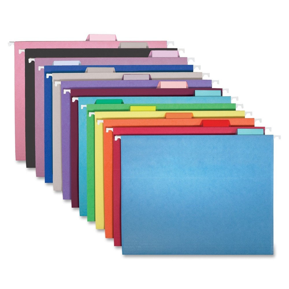 Colored Hanging File Folder with Tab, 1/5-Cut Adjustable Tab, Letter Size, Gr...