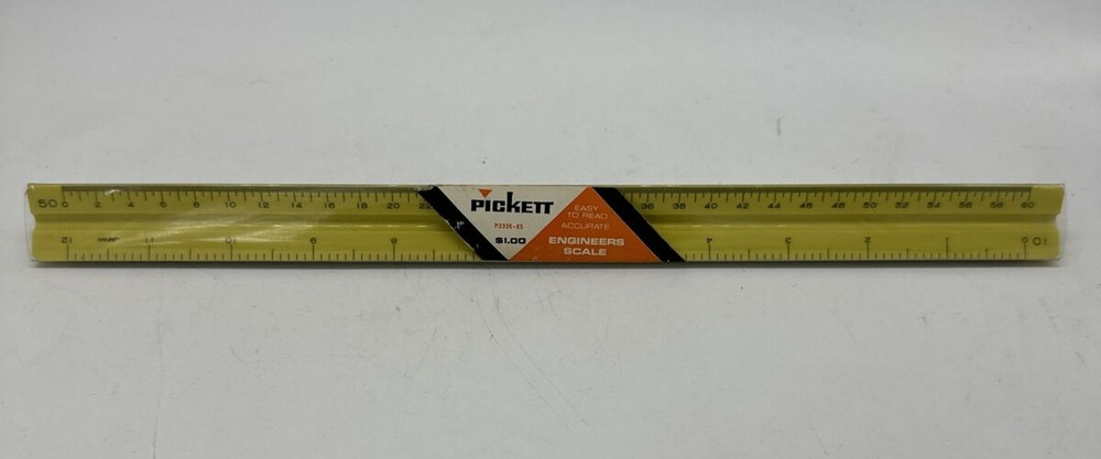 Vintage 12" PICKETT P-232E-ES Triangular Drafting Architects Scale Ruler