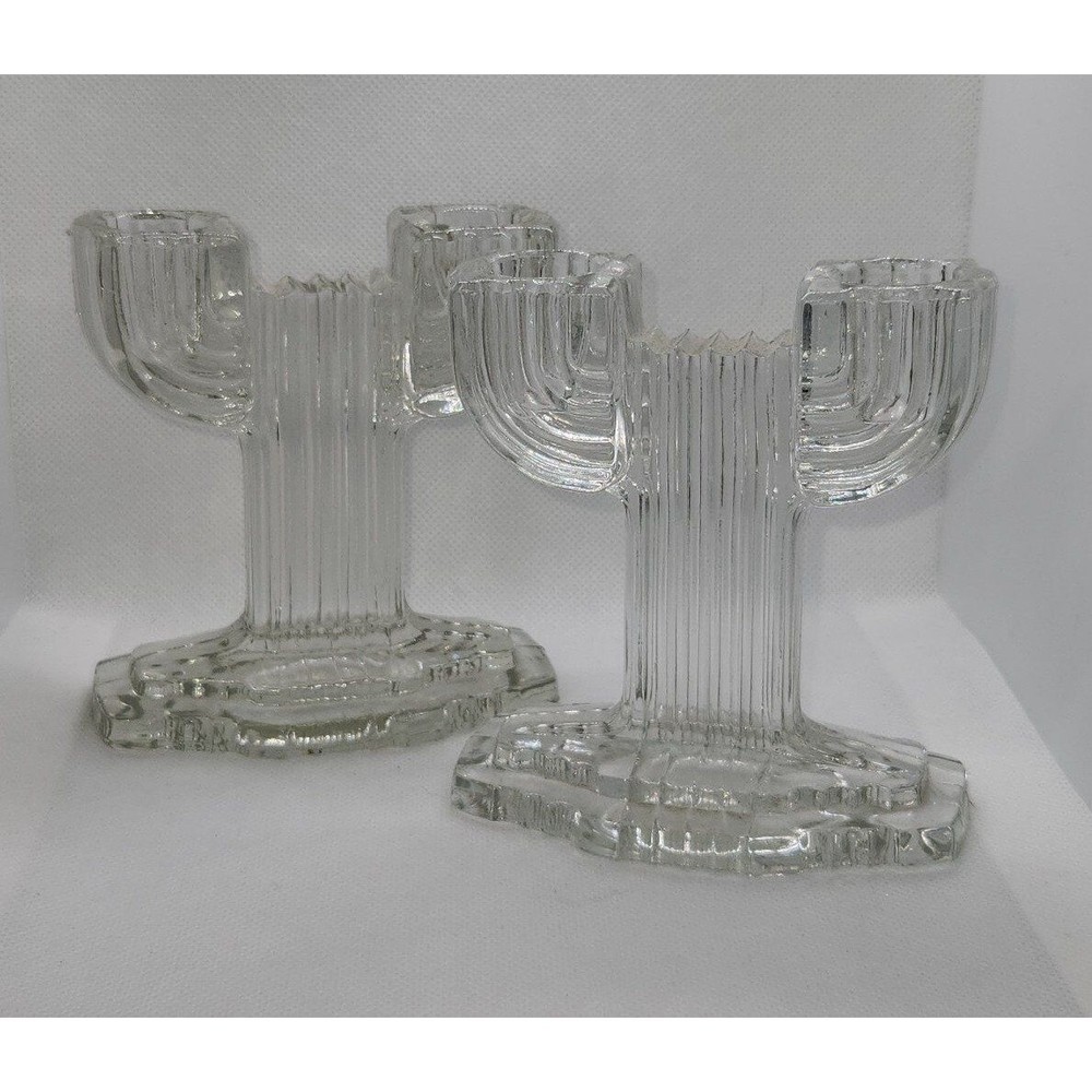Depression Glass Candlestick Pair: Queen Mary