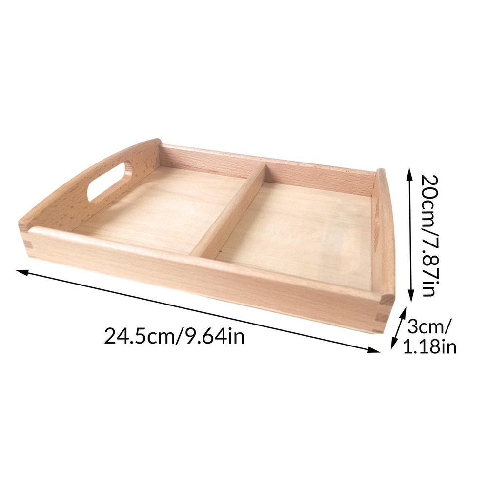 Wooden Sorting Tray Toys Holder 2 Sections Cognitive Gift