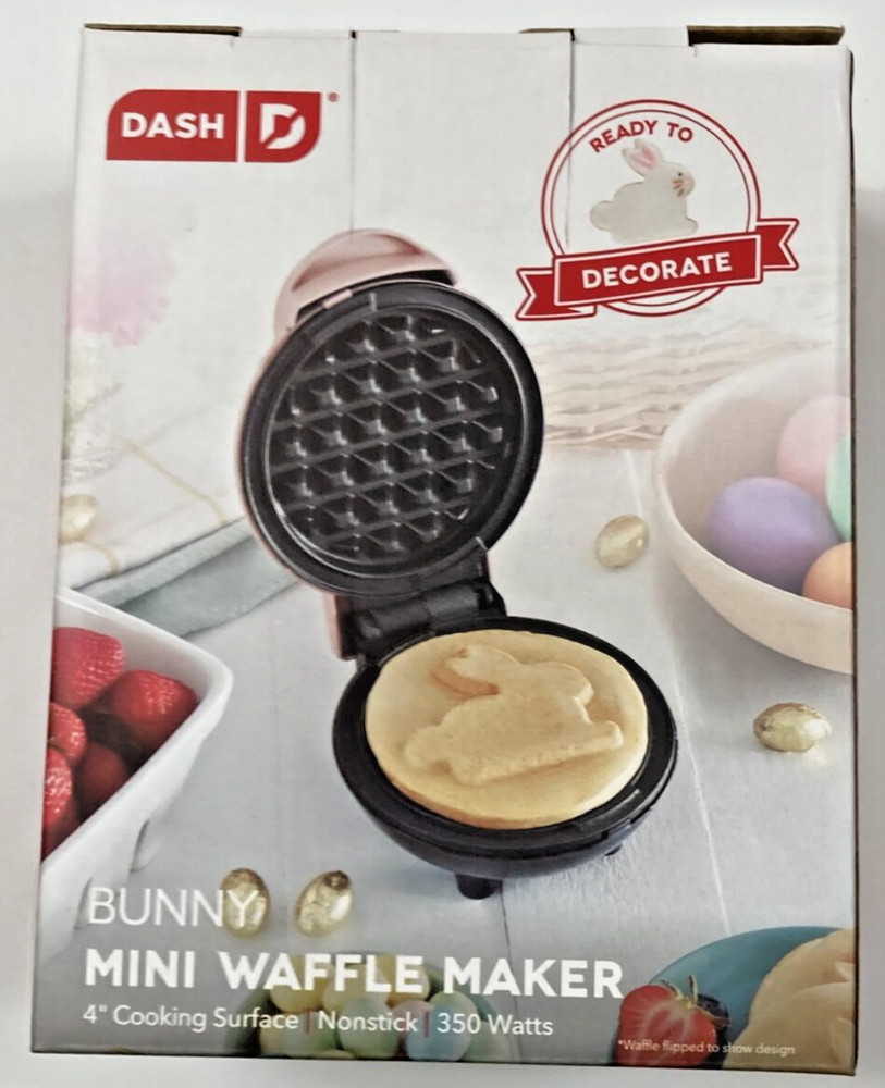 Dash Bunny Pink Nonstick Mini Waffle Maker New In Box Easter