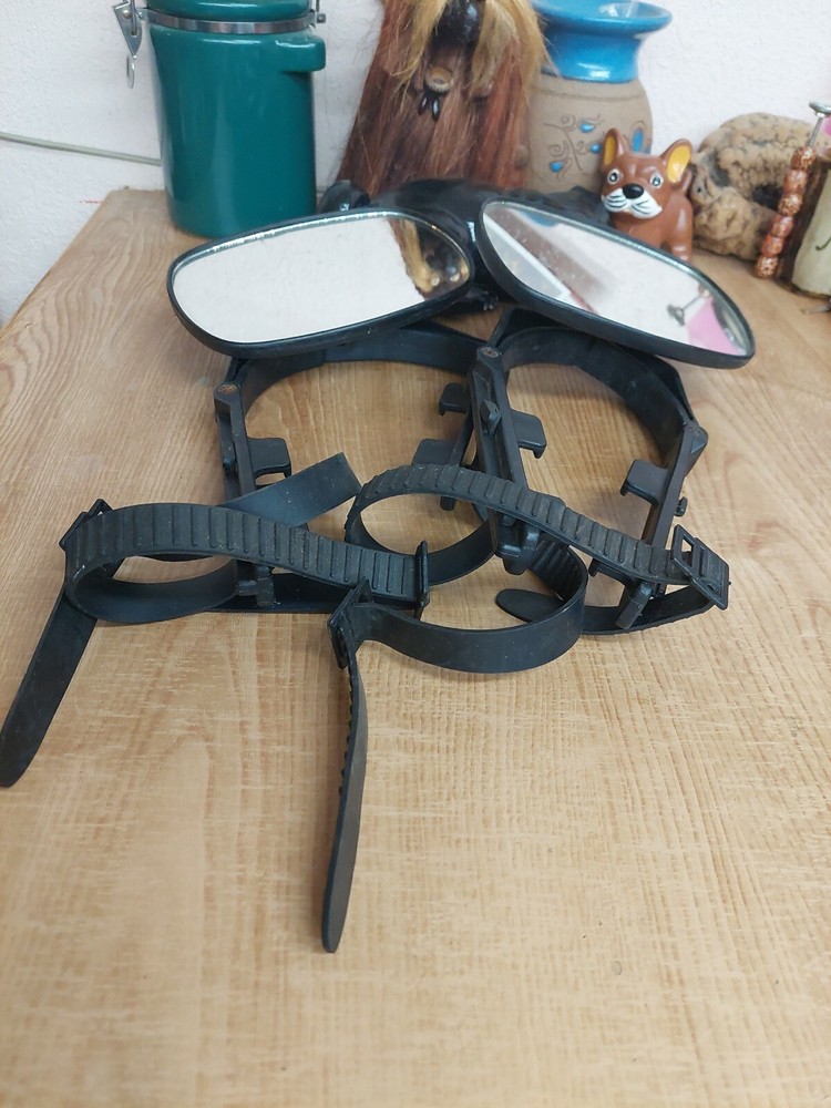 Pair of strap On Side view Mirrors Rubber Straps polyway older set