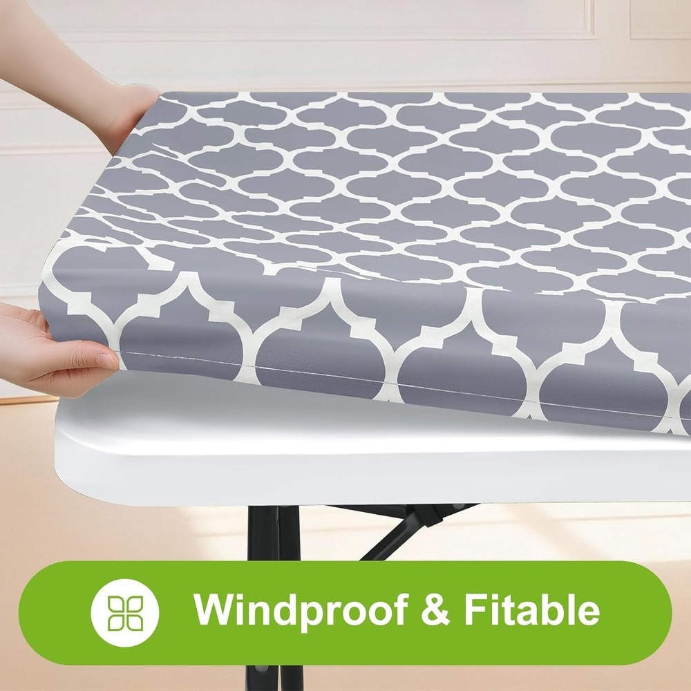 Smiry Rectangle Picnic Table Cover, Waterproof 72 x 30 (Rectangular), Grey