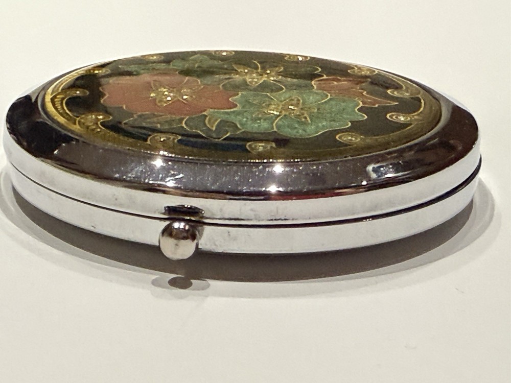 Enamel Compact Double Mirror Owl/Flower