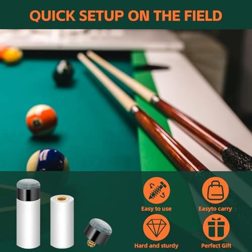 Pool Cue Tips Replacement Kit - Screw On Pool Stick Tips, Billiard White
