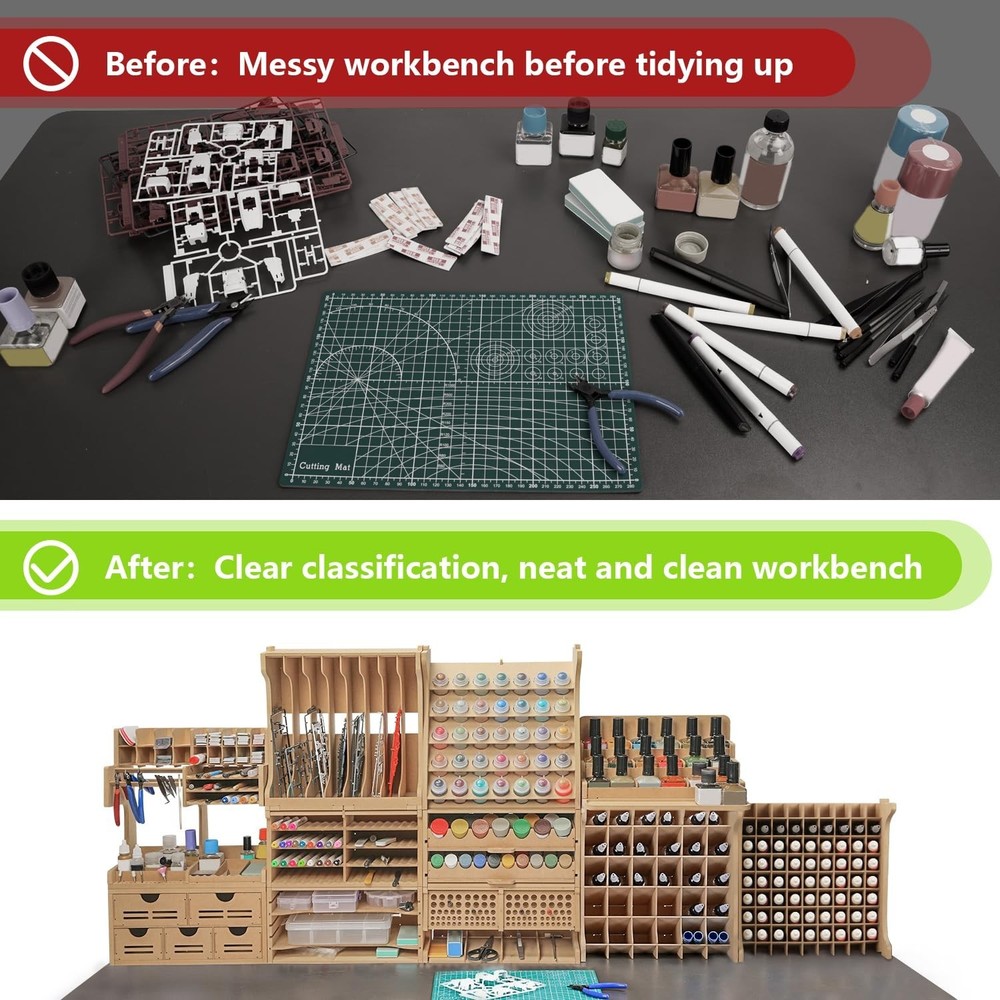 Large Capacity Plastic Model Tool Storage Paint Rack - Holds 72 Pieces, Compa...