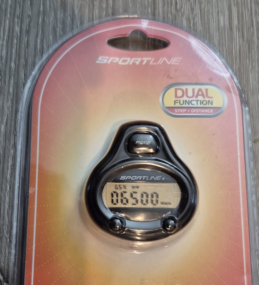 Sportline Black Dual Function Step & Distance Digital Pedometer New
