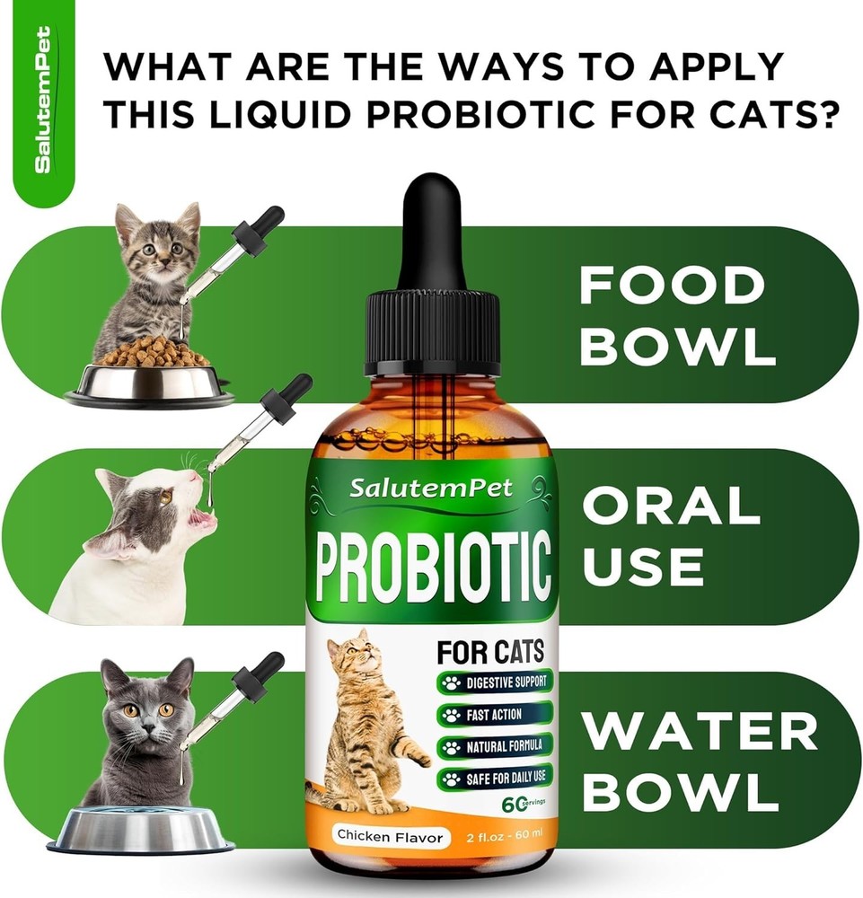 Advanced Cat Probiotic Drops – Digestive Support for Cats with Diarrhea,...