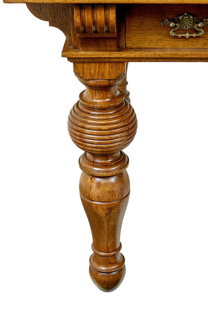 LARGE 19TH CENTURY CARVED OAK LIBRARY TABLE