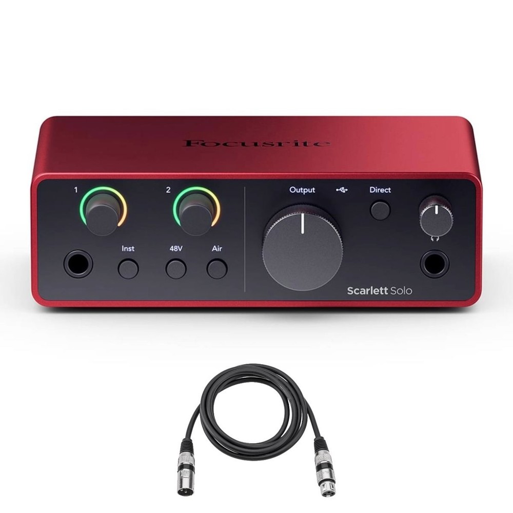 Focusrite Scarlett Solo 4th Gen USB Interface with Software Suite, Bundle with H