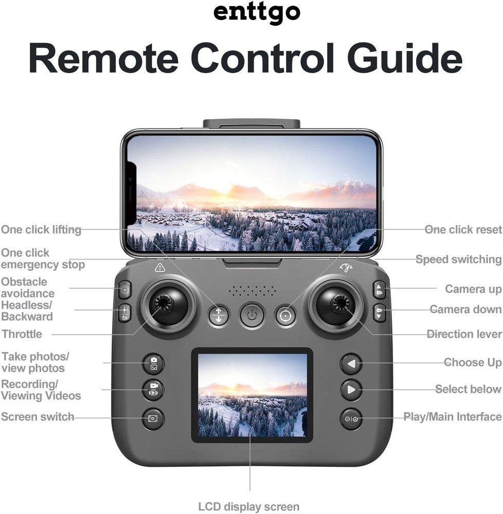 S116 GPS Drone with Screen Controller, 2 Batteries, Obstacle Avoidance, Black