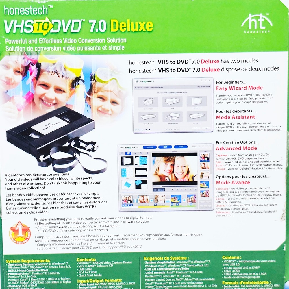 Honestech Converter VHS to DVD 7.0 Deluxe Video Conversion USB Kit Windows