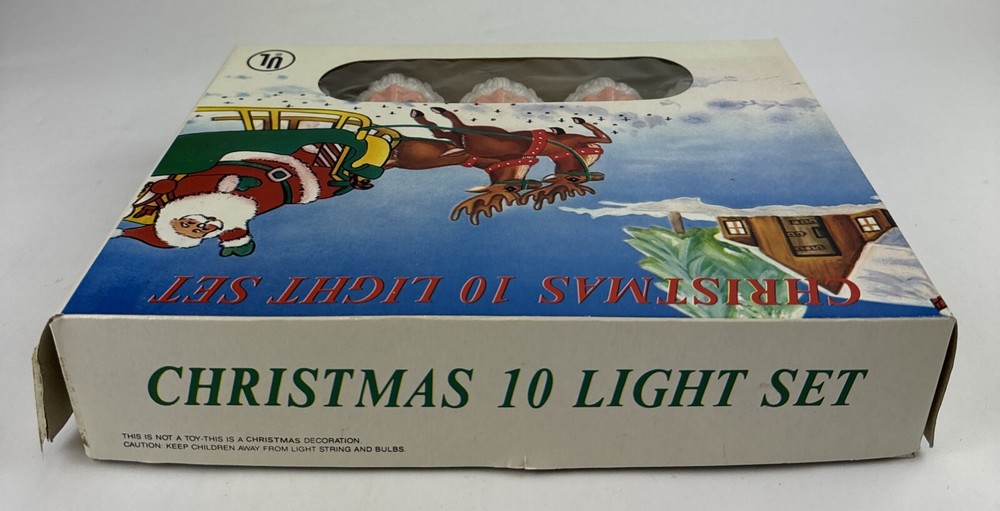 Santa Blow Mold String Lights 10 Lights Tested Works Vintage