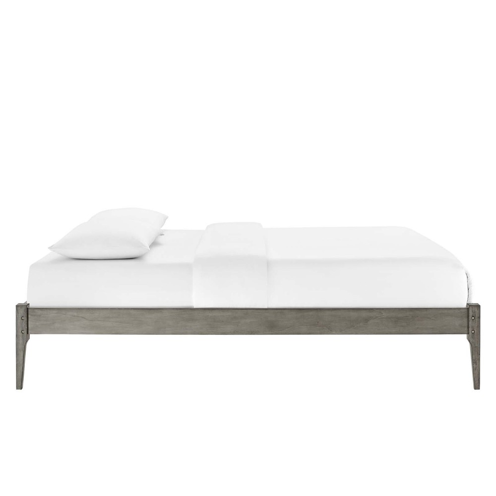 Modway June Wood Twin Platform Bed Frame in Gray