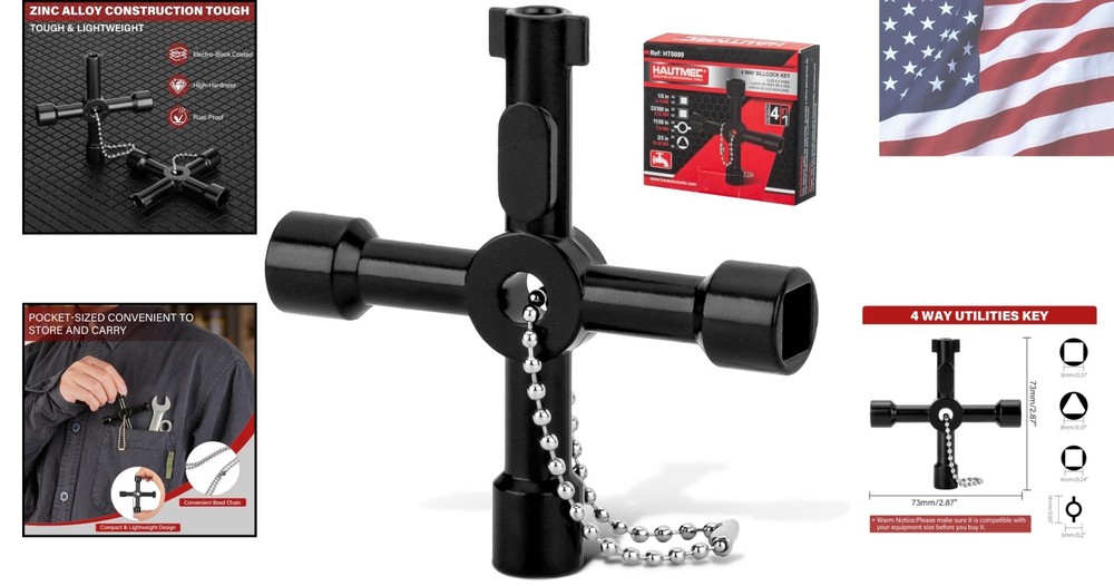 Universal 4 Way Water Key – Zinc Alloy Tool for Efficient Control Systems