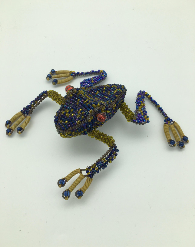 VINTAGE HANDMADE BEADED FROG