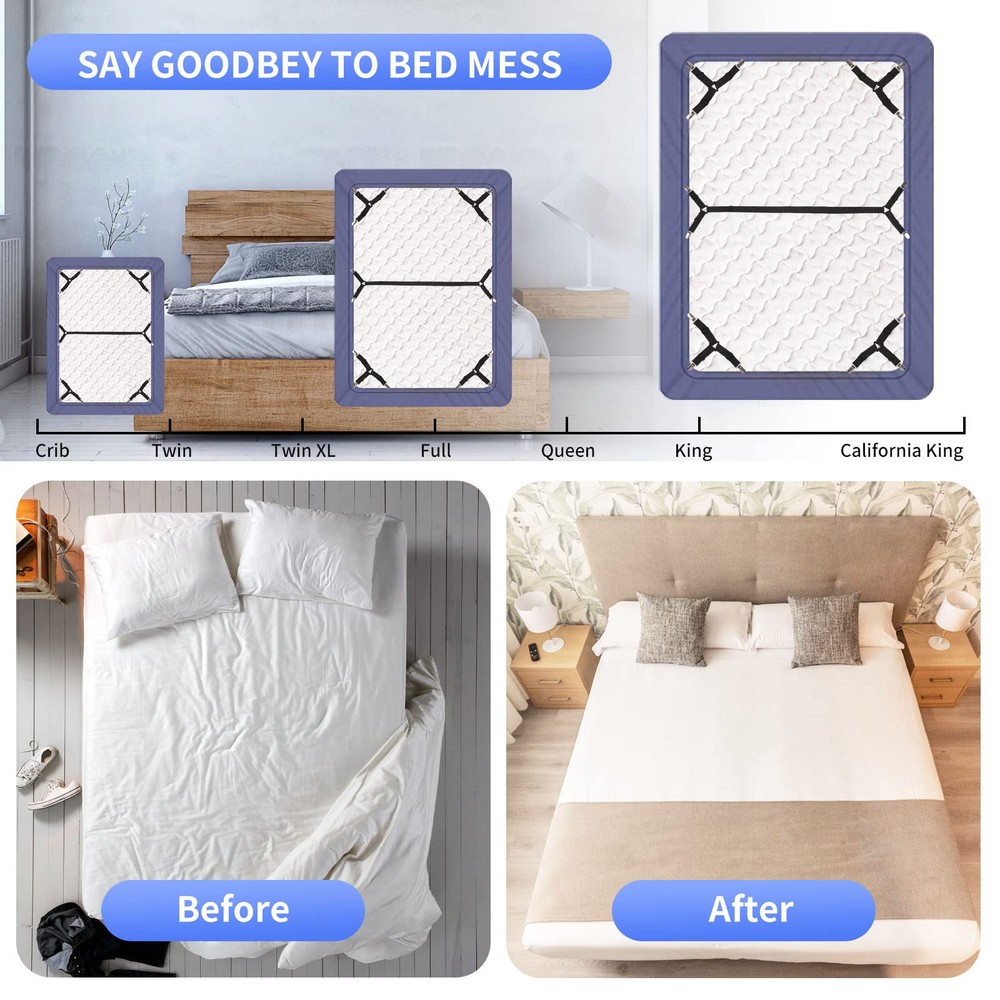 Upgraded 4 Piece Sheet Holder Straps Set for Secure and Tidy Bedding