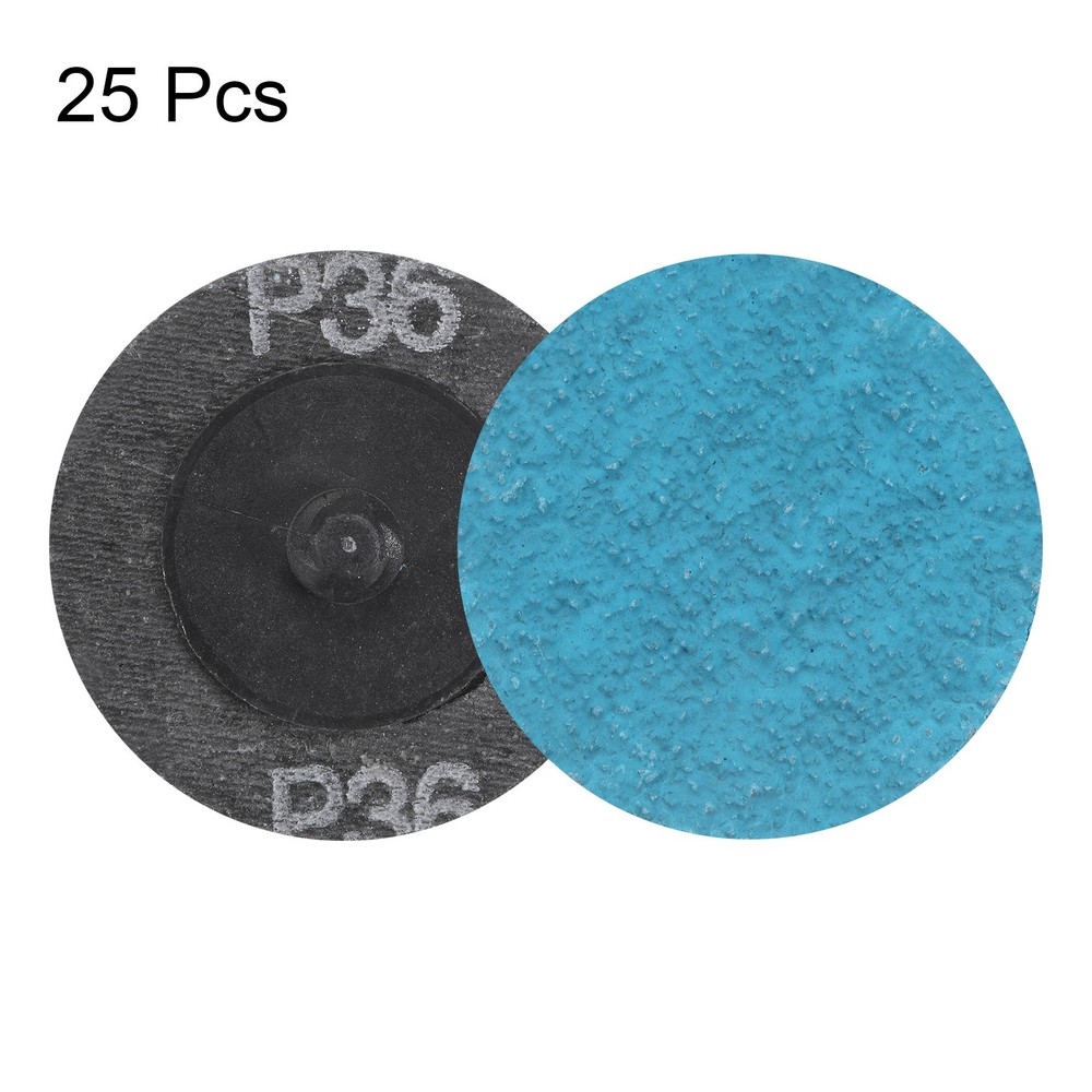 25pcs 2" 36 Grit Quick Change R-Type Sanding Discs Zirconia Blue