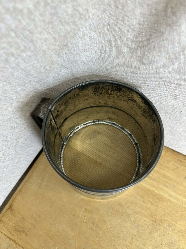 Vintage Two Cup Metal Hand Sifter